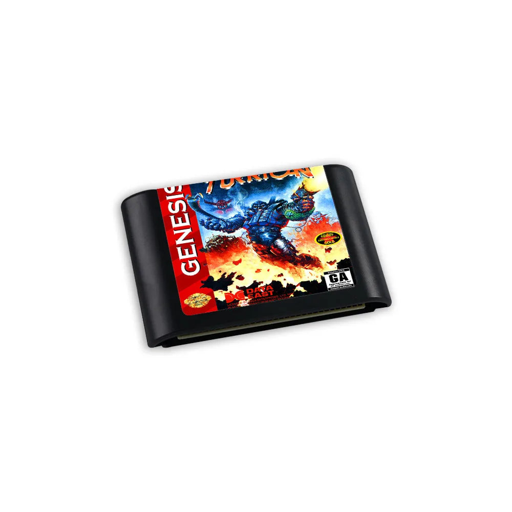 Retro Mega Turrican 16bit game cartridge for Sega Genesis Megadrive video game consoles