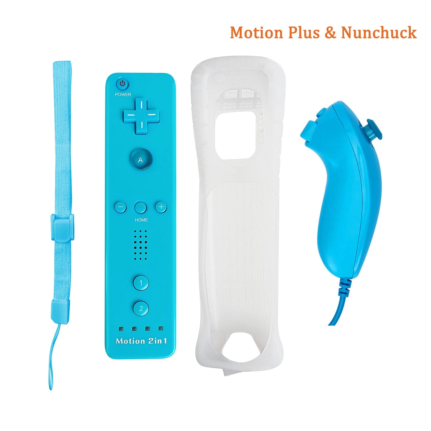 For Nintendo Wii/Wii U Joystick 2 in 1 Controller Set Wireless Remote Gamepad Motion Plus with Silicone Case Video Game