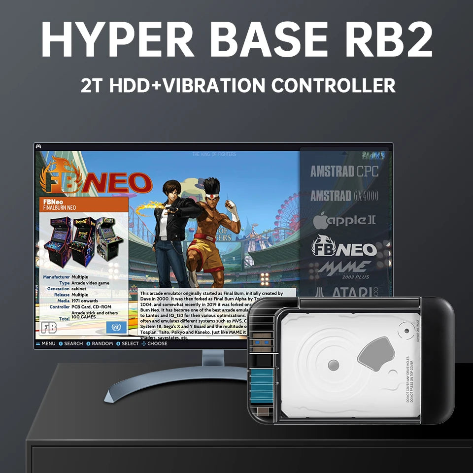 Retrobat 2T Portable External Game HDD Built in 100000+ Games with 105 Emulators for PSP/PS1/PS2/WII/MAME/DC Retro Video Games