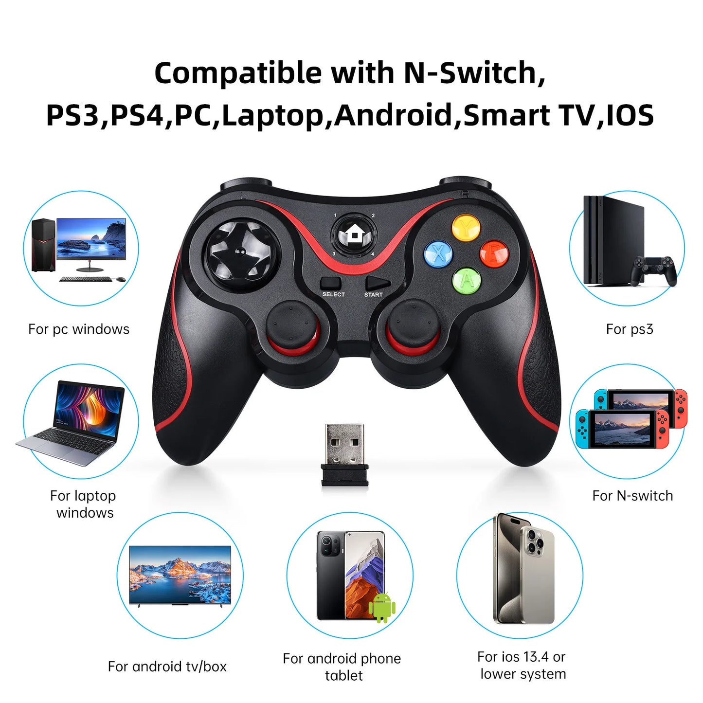 Wireless Bluetooth-Compatible Game Controller For Android Gamepad Controle PC Joystick For PS3/PS4/Switch Console Accessories