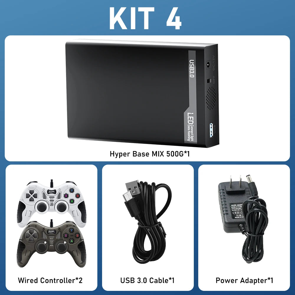 500G Retro Gaming HDD Video Game Console Retrobat&Playnite&Launchbox OS for XBOX/PS3/PS2/Switch/Wii/WiiU/DC/NES with 38200+Games