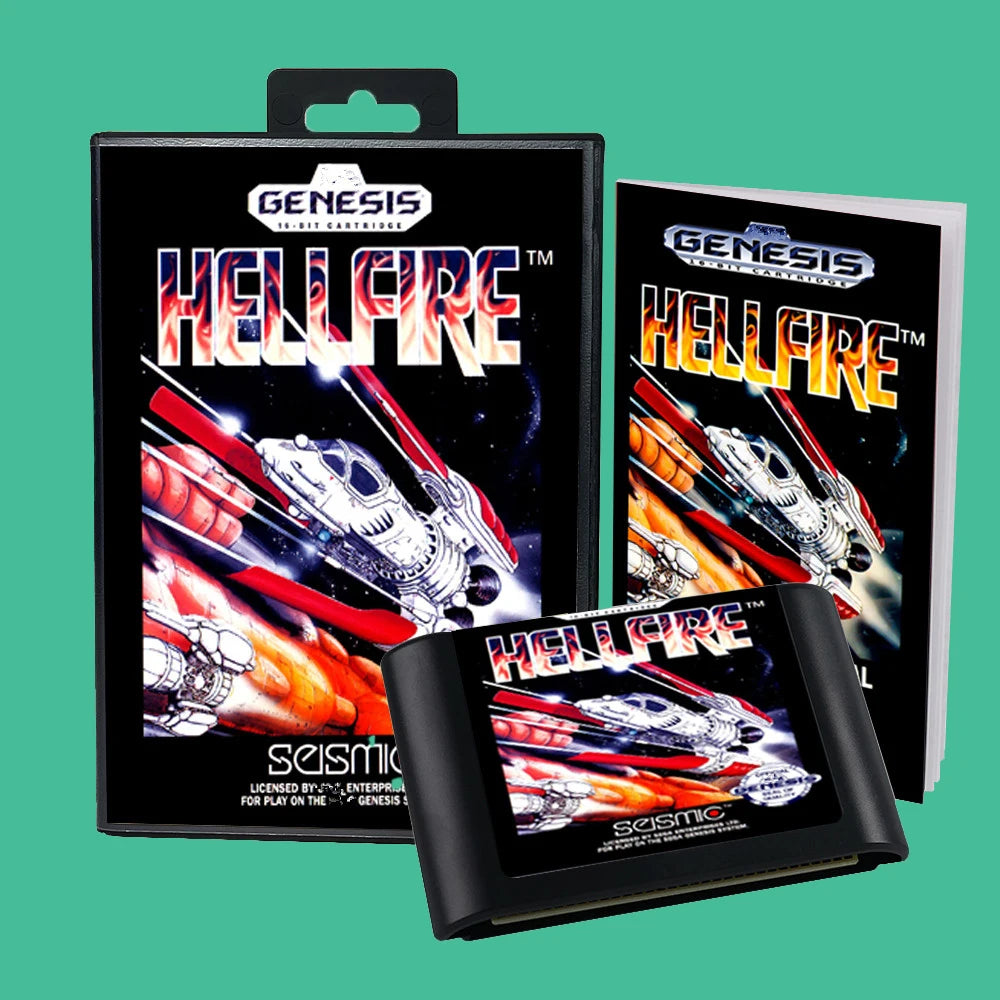 Hellfire USA Game for SEGA Mega Drive Genesis 16 bit Consoles Game Cartridge Box Manual