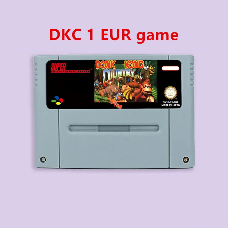 Donkey Game Country Kong 1 2 3 Competition RPG game for SNES 16 bit USA NTSC or EUR PAL Video Game Consoles Cartridge
