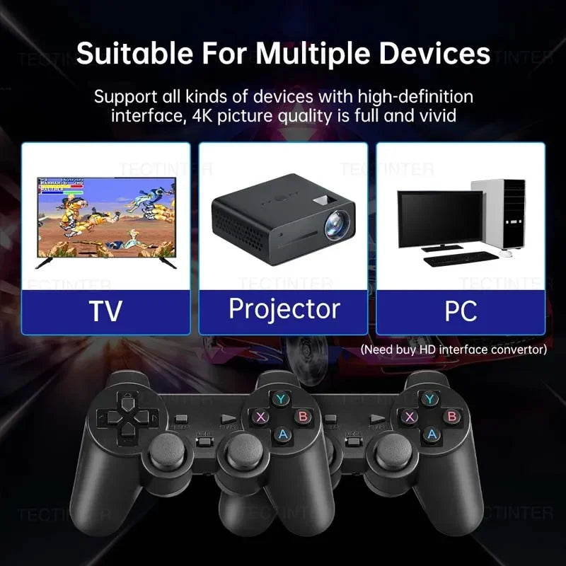 Retro Game Console 20000+ Classic Arcade Games 64GB Dual Wireless Joysticks 4K HDMI for NES/SNES/Sega Genesis Emulators
