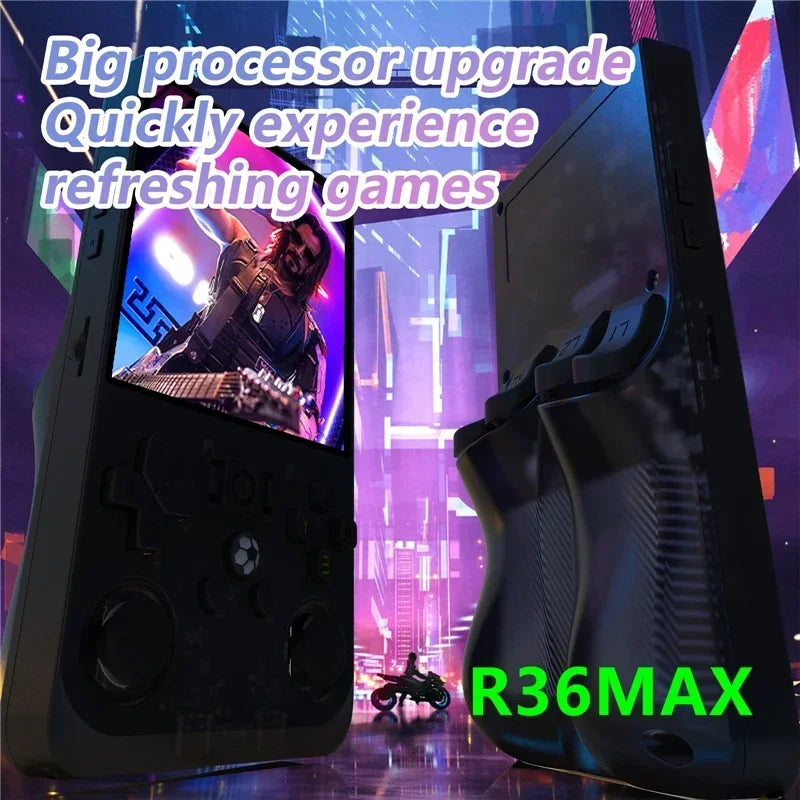 R36MAX 64G 128G Retro Handheld Game Console Linux System 4.0 Inch IPS Screen Portable Video Player Dual Joystick Games Kids Gift