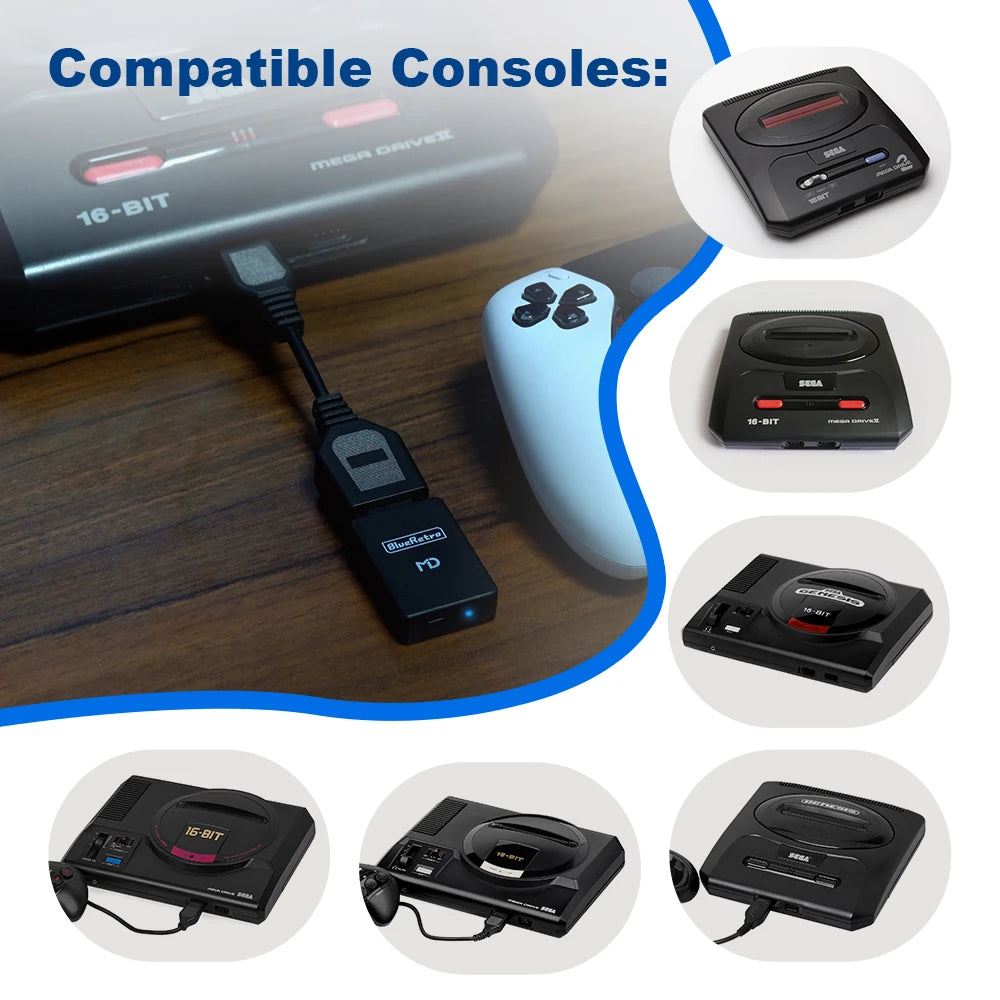 RetroScaler Blueretro Wireless Controller Adapter For MD1 MD2 Mega Drive Sega Genesis Game Console