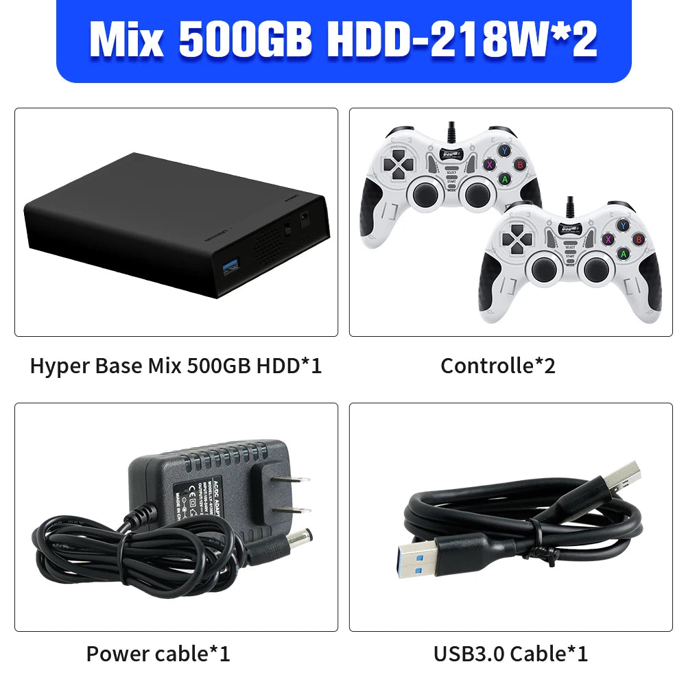 500G Game Hard Drive With 38000+Games For Xbox/PS3/PS2/Gamecube/Wii/Wiiu/Switch 3 System in 1 Plug&Play Game Consoles For WIN PC