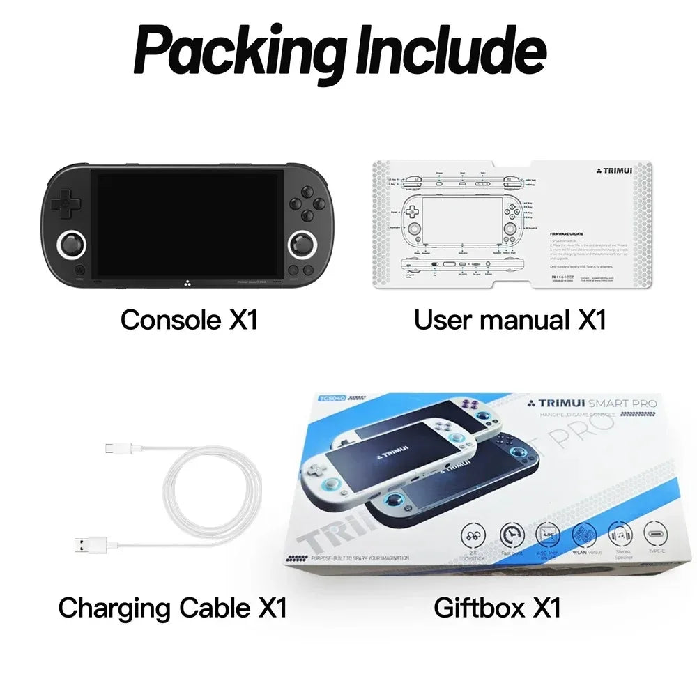 Trimui Smart Pro Handheld Game Players 4.96'' IPS Linux System Retro Portable Video Game Console 5000mAh Battery 13000+ Games