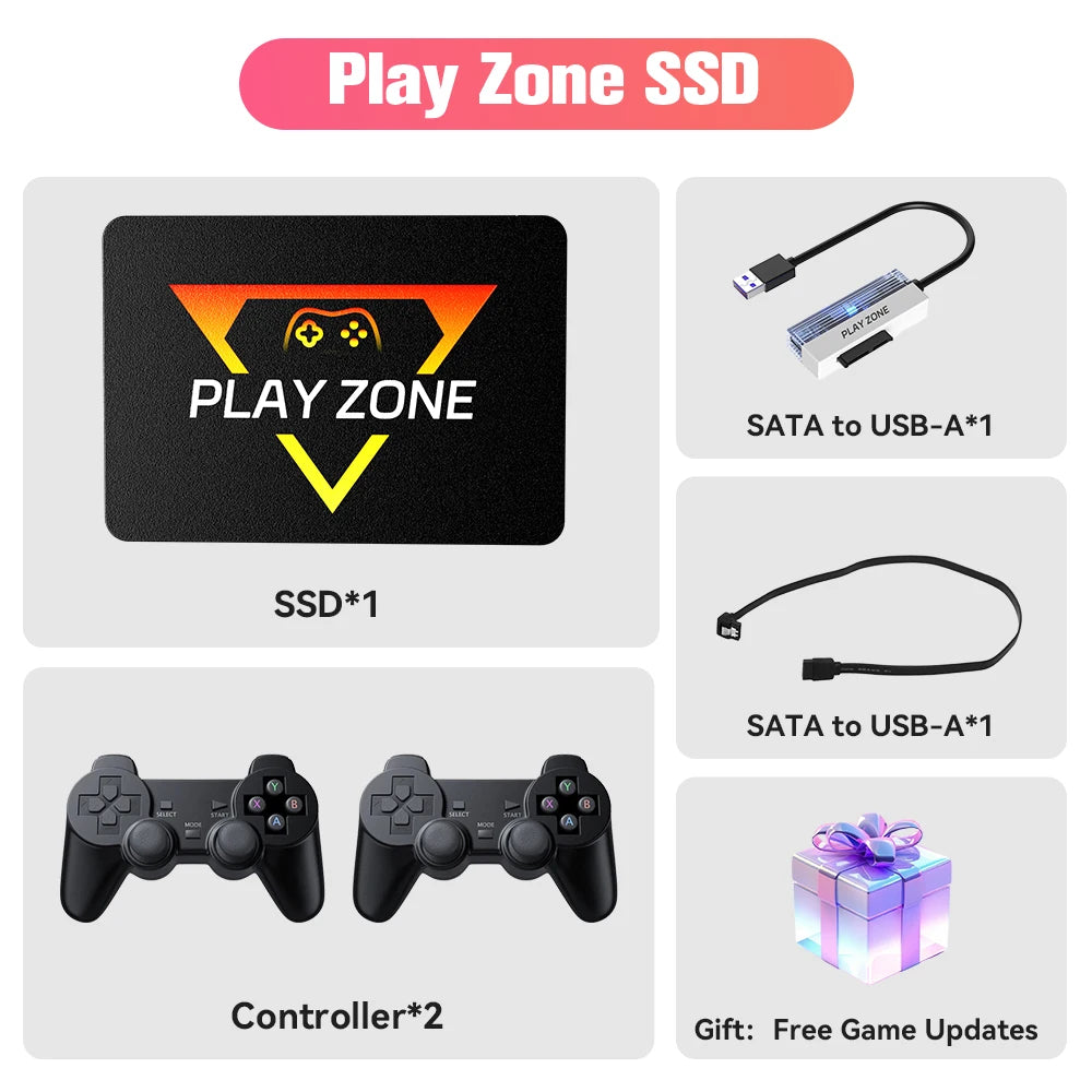PlayZone 1TB External Emulator Game SSD Built-in 16000 Retro&AAA Games Portable Game Hard Drive For Xbox/Switch/PS4/PS3/NGC/WII