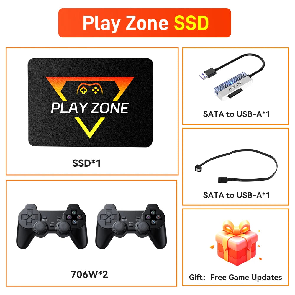 Portable Retro Game SSD PlayZone 1TB Launchbox/Playnite/Retrobat Emulator Game HDD For PS5/Xbox/Switch/PS4/PS3 With 16000+ Games