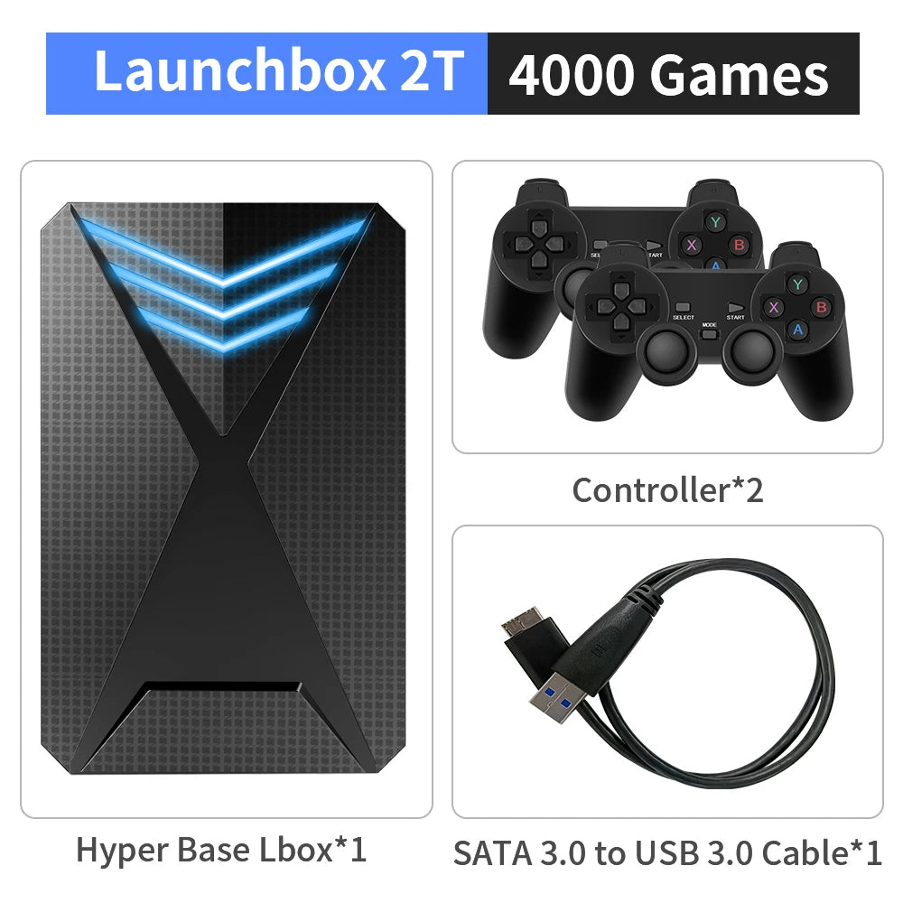 Hyper Base Lbox 2TB Gaming HDD Launchbox Portable External Hard Drive For PC 4000 3D Games For PS4/PS3/Switch/PS2/PS1/WII/WIIU