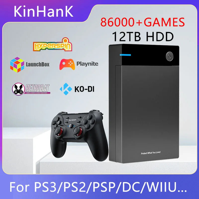 Super Console 12T Gaming HDD with Hyperspin Launchbox Retrobat Playnite TeknoParrot for PS3 PS2 PSP WII WIIU with 86000+ Games