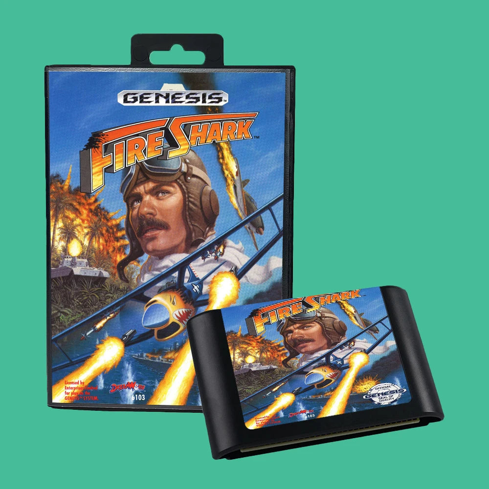 Fire Shark USA Game for SEGA Mega Drive Genesis 16 bit Consoles Game Cartridge Box Manual