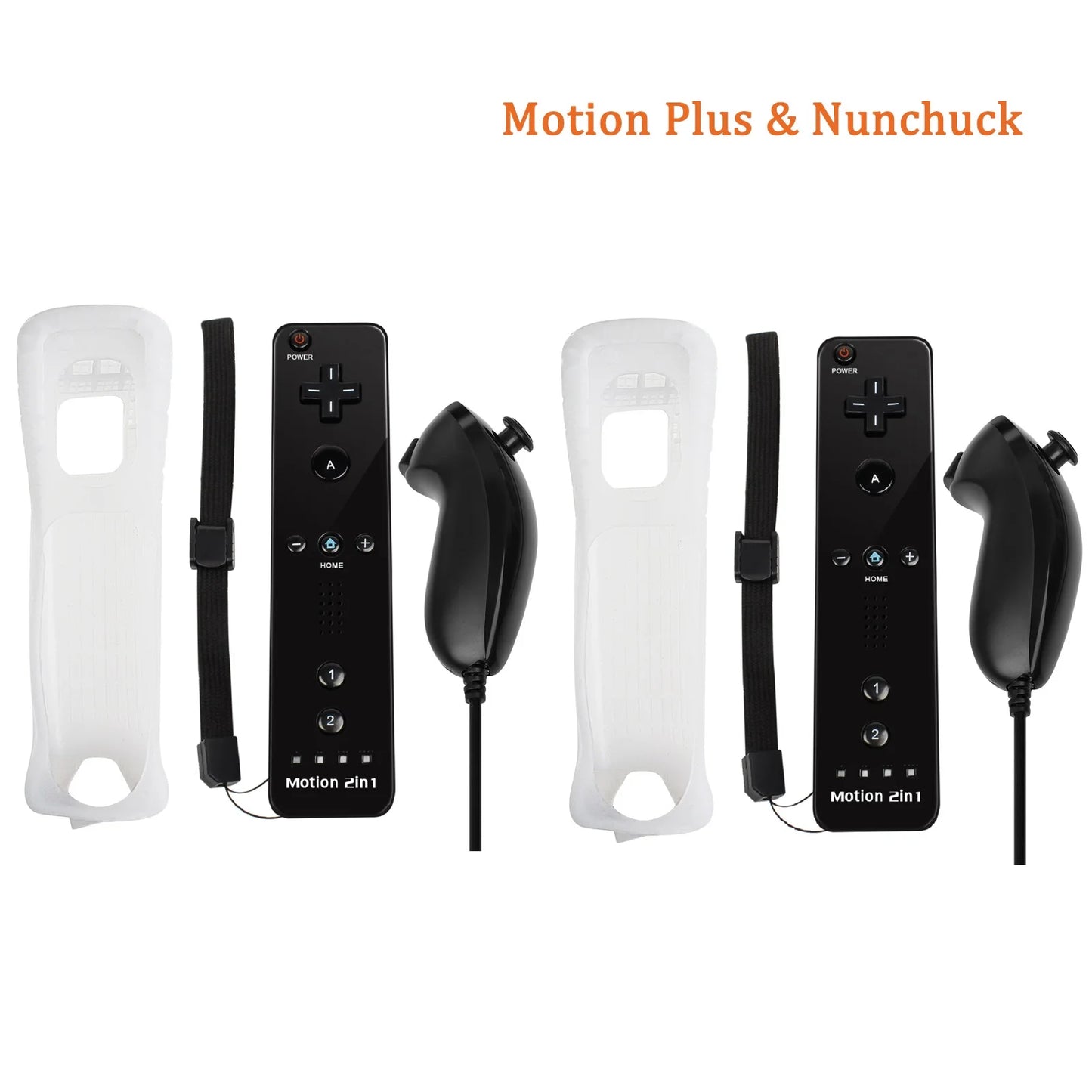For Nintendo Wii/Wii U Joystick 2 in 1 Controller Set Wireless Remote Gamepad Motion Plus with Silicone Case Video Game