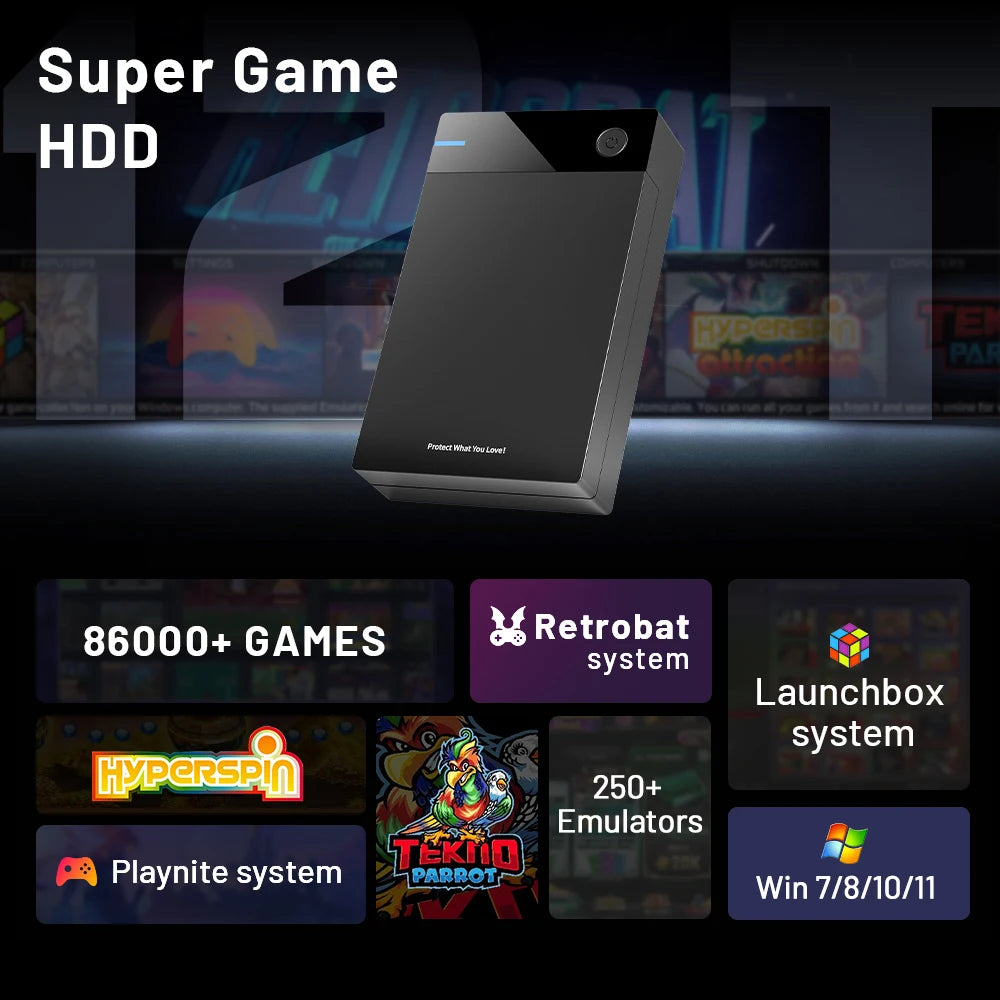 Super Console 12T Gaming HDD with Hyperspin Launchbox Retrobat Playnite TeknoParrot for PS3 PS2 PSP WII WIIU with 86000+ Games