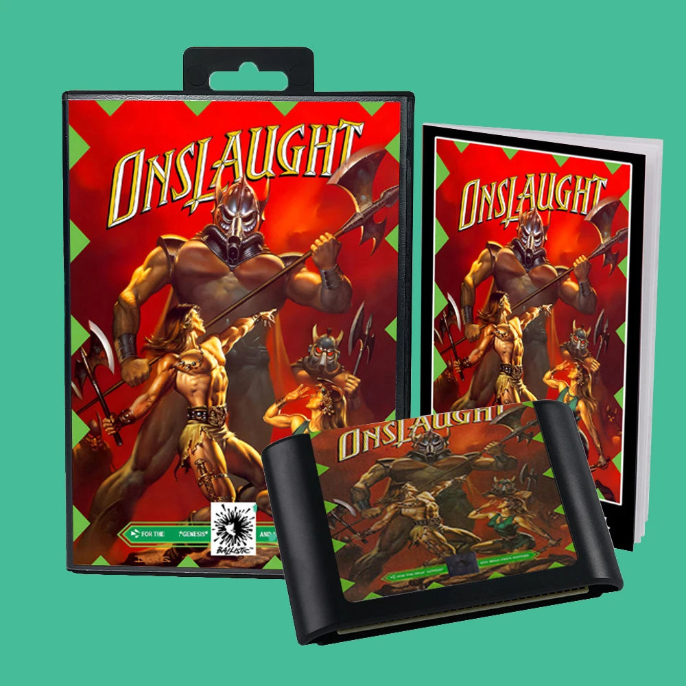 Onslaught USA Game for SEGA Mega Drive Genesis 16 bit Consoles Game Cartridge Box Manual
