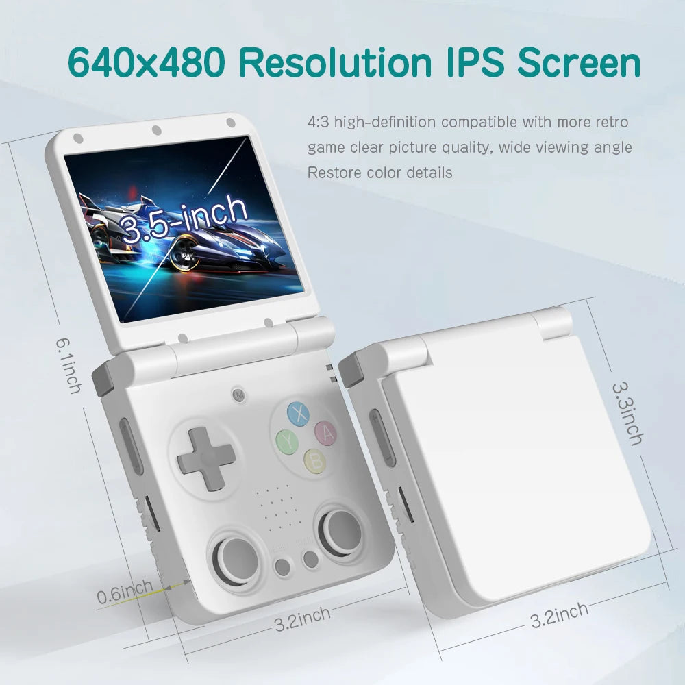 MIYOO Flip V2 Handheld Game Console 3.5Inch Childhood Classic Portable Retro Video Games Consoles Dual Analog Sticks Storage Bag