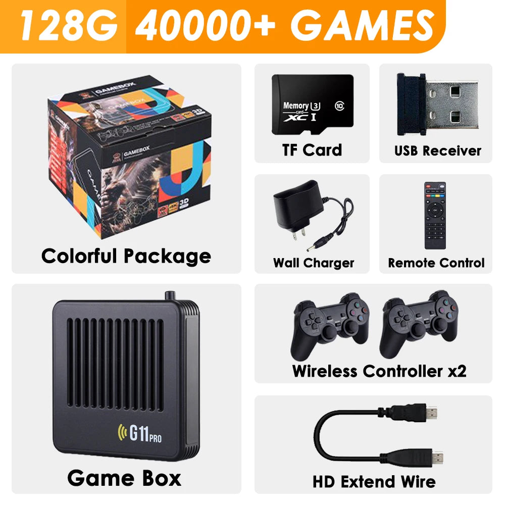 Ampown G11 Pro Video Game Box Retro Game Console 256G Built in 60000 Retro Games Ultra Low Latency Wireless Controller 4K Output