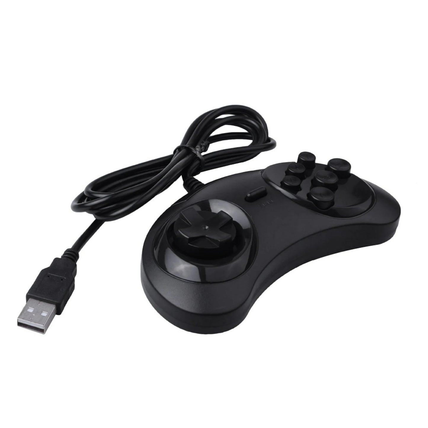 B63B-2X Gamepad Wired 6-Key USB Game Controller Joypad For Sega Genesis / Md Pc / 2 Y1301 / Mac Mega Drive Black Plastic
