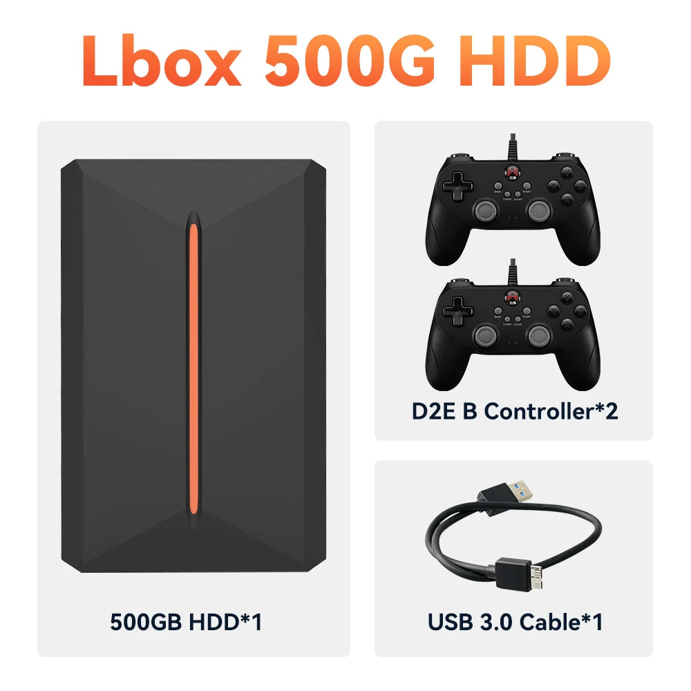 Launchbox 500G Gaming Hard Drive Emulator Game Consoles For PS4/Switch/Game Cube/PS3/PS2/WII/WIIU Built-in 3700+ 3D&AAA PC Games