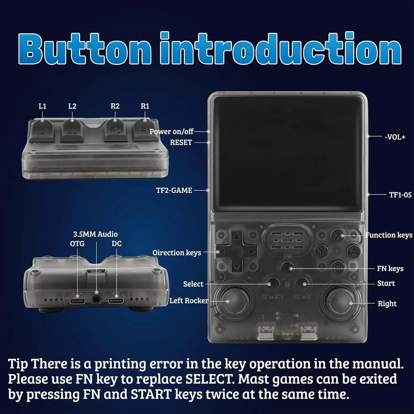 R40S Pro 30000 Games Retro Handheld Game Console 3.5 Inch IPS Screen Portable Pocket Video Player 256GB Games Kid Gift