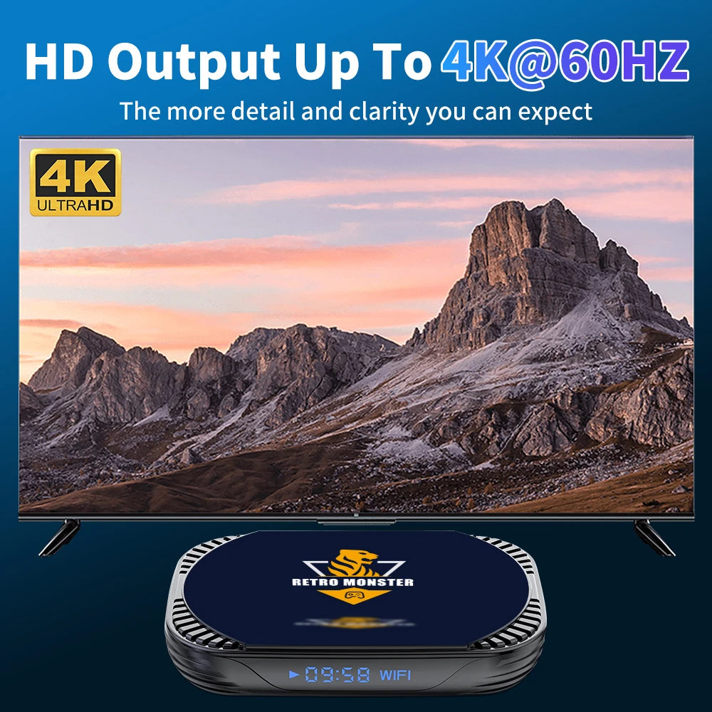 4K Retro Video Game Console S905X4 Retro Monster Game Box Built-in 48000 Games For PSP/PS1/Sega Saturn/SNES Android 11.0 TV Box