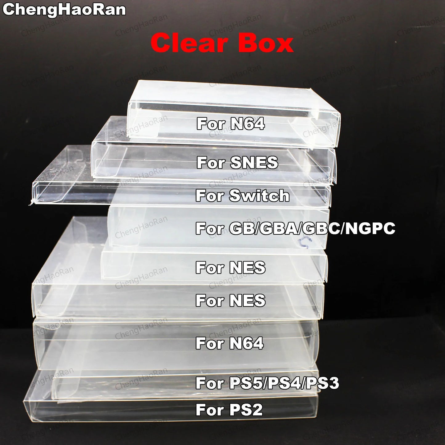 1piece Clear Transparent Game Cartridge Box Case Games Plastic PET Protector for N64 NES SNES for ps5 ps4 ps3 GB GBA GBC Switch