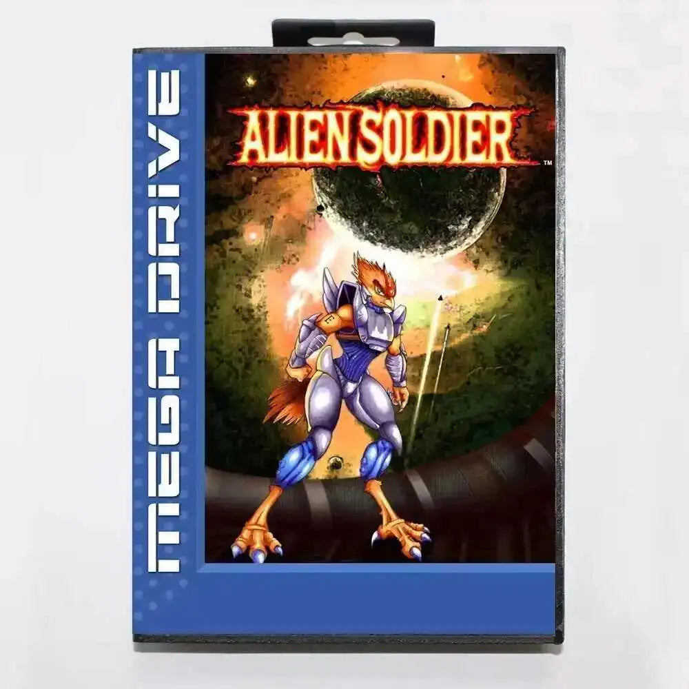 Alien Soldier MD Game Card with Box for 16 Bit Sega Megadrive Genesis system