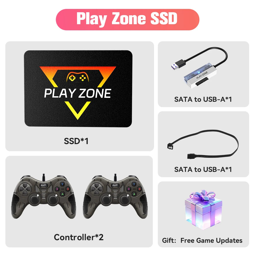 PlayZone 1TB External Emulator Game SSD Built-in 16000 Retro&AAA Games Portable Game Hard Drive For Xbox/Switch/PS4/PS3/NGC/WII