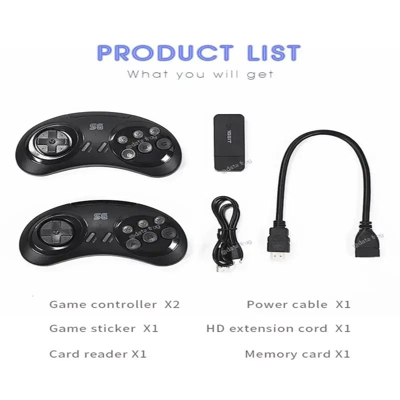 DATA FROG Wireless Game Console for Sega Genesis, Game Stick, HDMI-compatible, 900 + Game for Sega Mini/Mega Drive, 16 Bit, MD