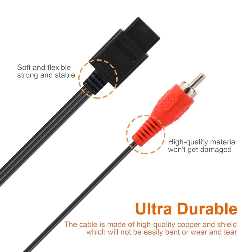N64/Gamecube/SNES/SFC High Quality AV Cable Retro Video Game Console Accessories 1.8M/6ft TV Audio Video Composite Cable Cord