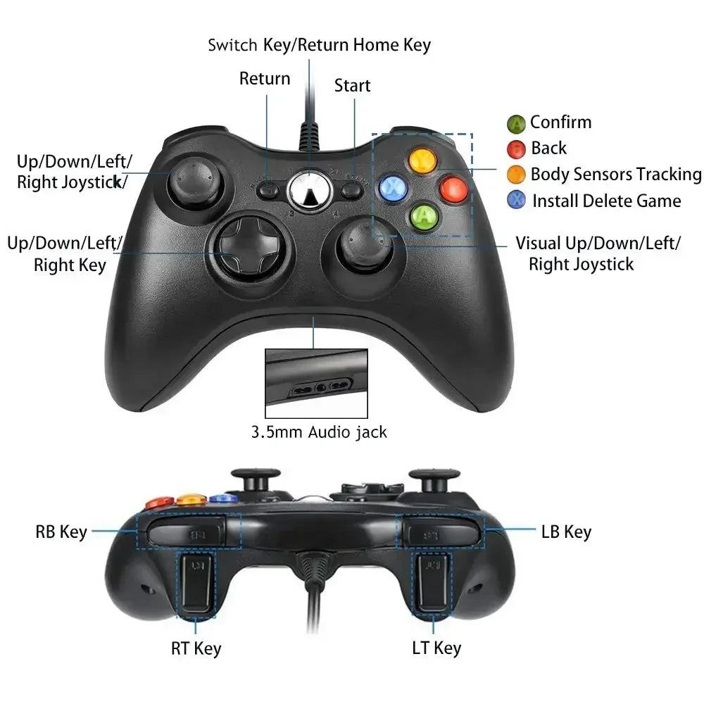 Gamepad for Microsoft Xboxes 360 Controller Wired Joystick Joy Pad USB Game Pad Controller For Xboxes 360 console and PC