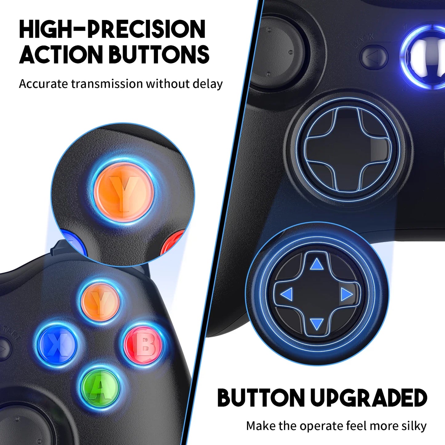 Gamepad for Xbox 360/PC 2.4G Wireless Controller W/Dual Vibration Hall Effect 6-Axis Gyro Joystick Game Remote Control Handle