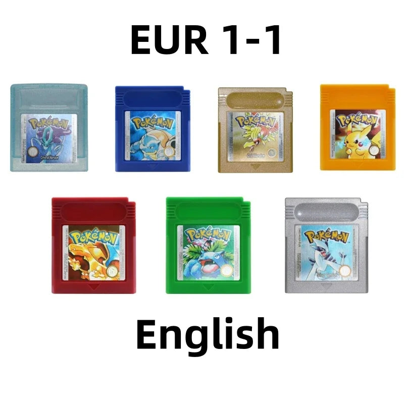 16 Bit Video Game Cartridge Console GBC Card Pokemon Red Green Silver Crystal Blue Golden Yellow USA/EUR/FRA/ESP/ITA/NOE Version