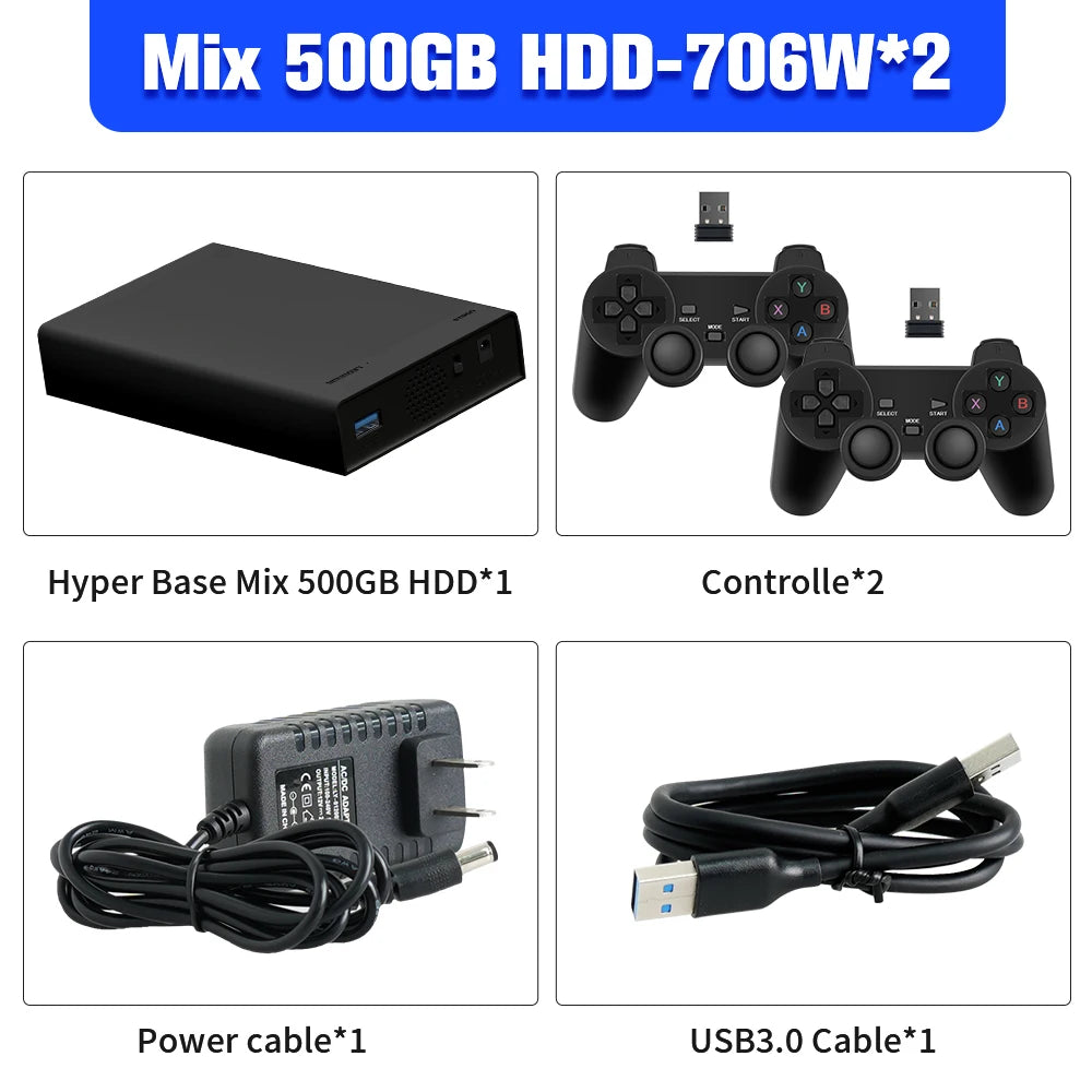 500G Game Hard Drive With 38000+Games For Xbox/PS3/PS2/Gamecube/Wii/Wiiu/Switch 3 System in 1 Plug&Play Game Consoles For WIN PC