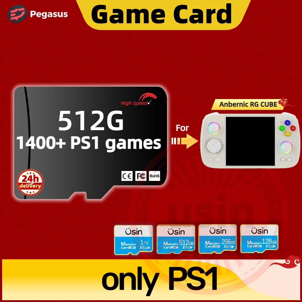 Game Card For Anbernic RG CUBE Memory TF Retro Games PS2 PSP PS1 3DS Android Handheld Gaming Console Gaming High Speed Pegasus G