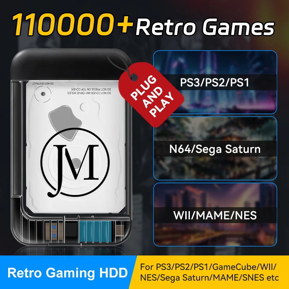 Retro Game Hard Drive With 63000/110000 Retro Games For PS3/PS2/PS1/PSP/N64/MAME/SNES/Gamecube Retro Game Console For Window PC