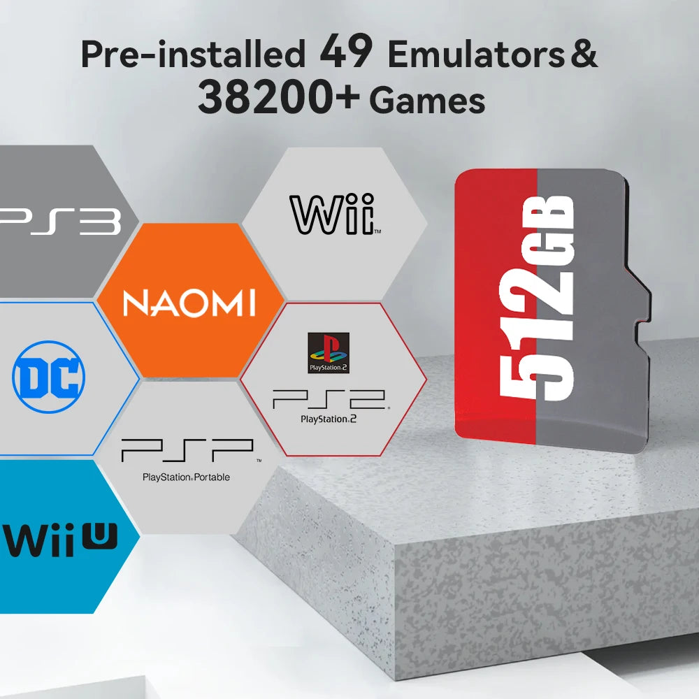512G Game Card for ROG Ally/Ayaneo/OnexPlayer/Handheld Game Consoles/PC for PS3/PS2/SS/PS1/PSP/DC/MAME 50+Emulators&38200+Games