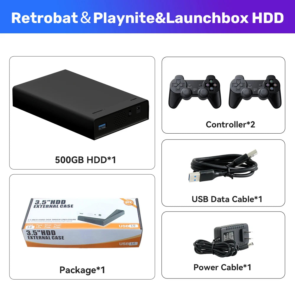 500G Portable Video Gaming Consoles For PS2/PS3/PS1/N64/Xbox/MAME/NDS/NES/PSP/DC/Wii External Game Hard Drive With 38000+ Games