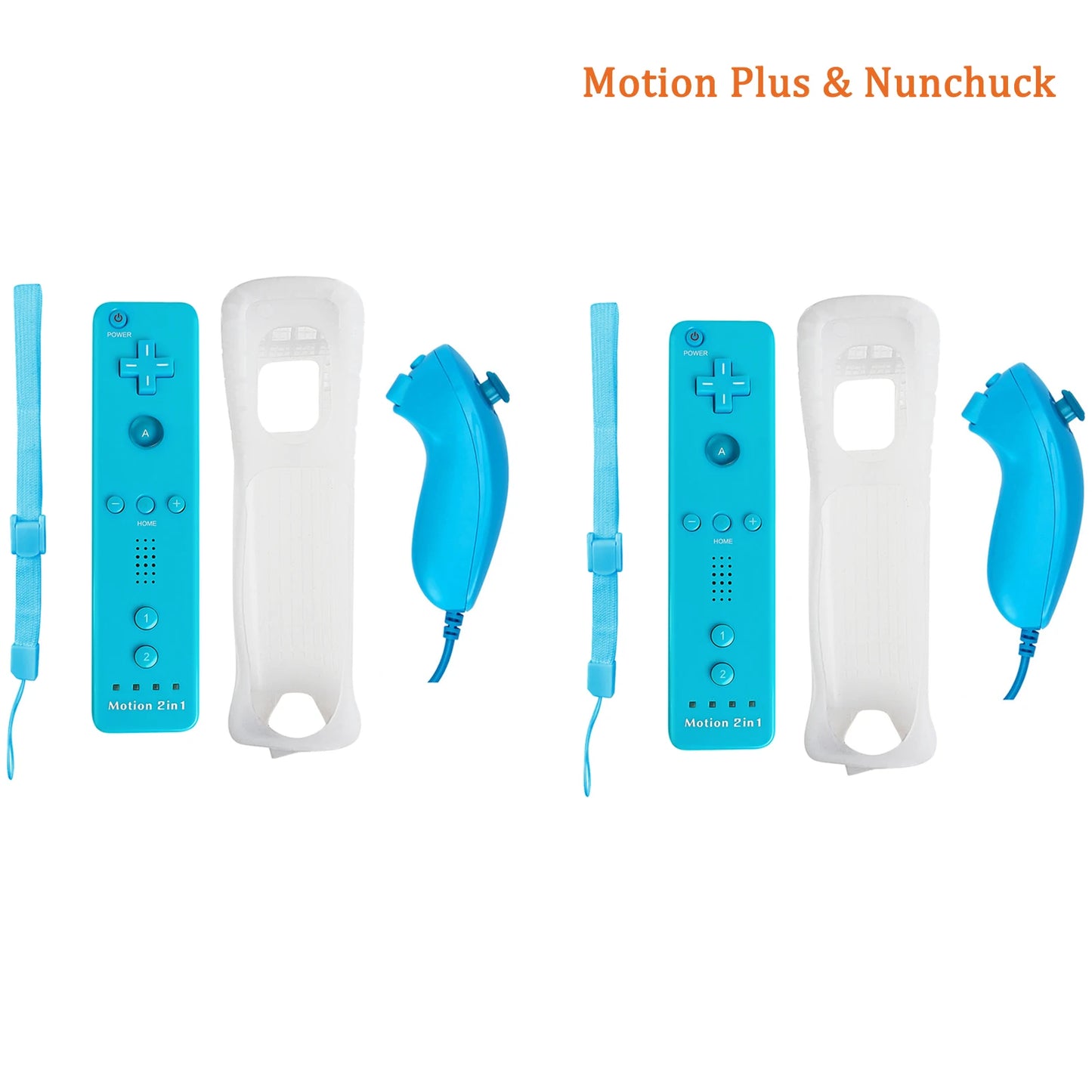 For Nintendo Wii/Wii U Joystick 2 in 1 Controller Set Wireless Remote Gamepad Motion Plus with Silicone Case Video Game