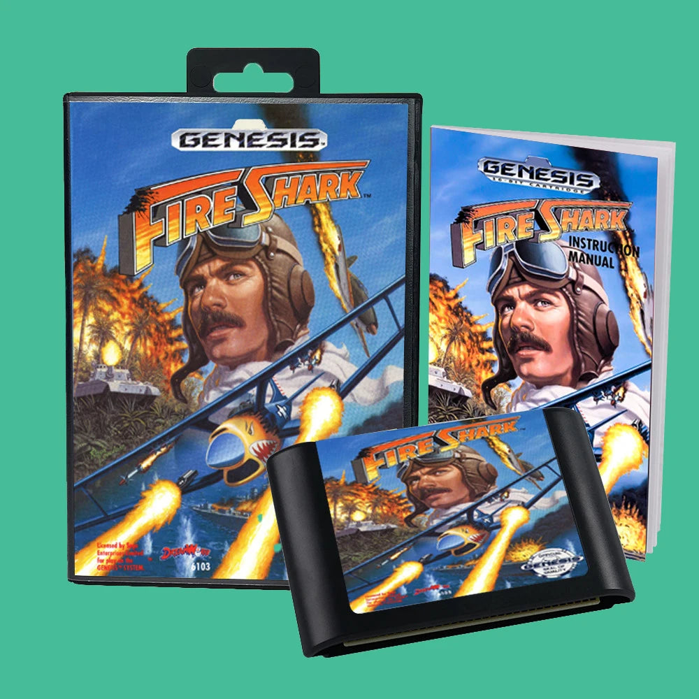 Fire Shark USA Game for SEGA Mega Drive Genesis 16 bit Consoles Game Cartridge Box Manual