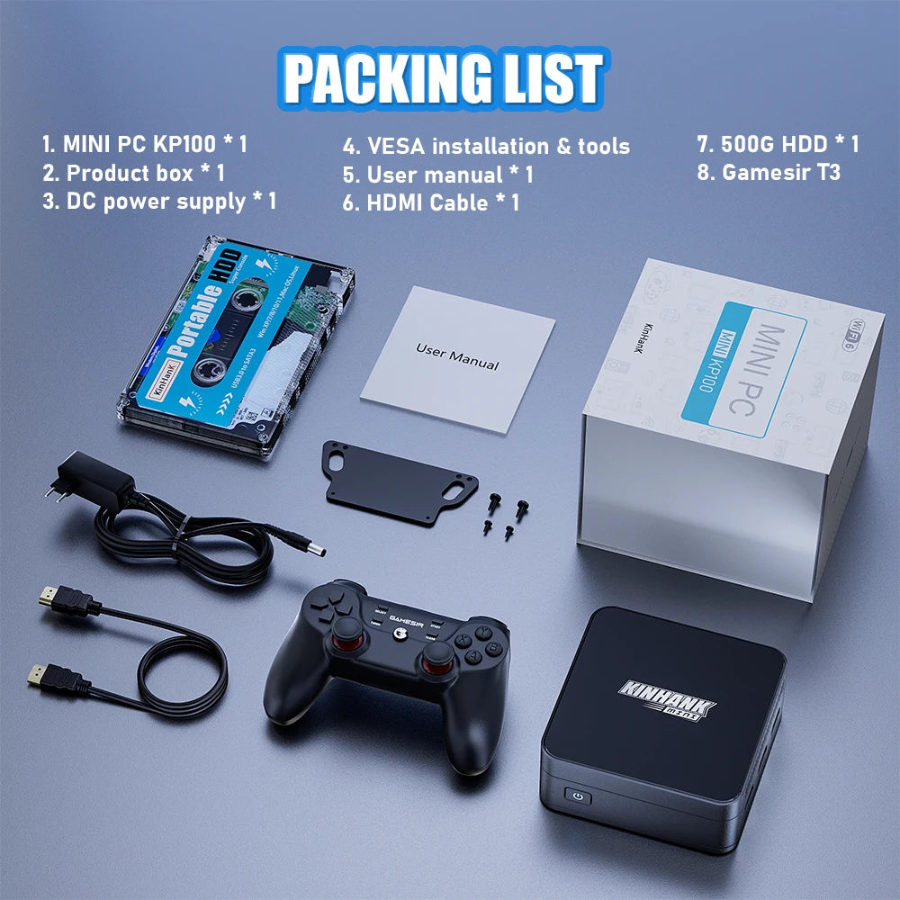 Super Console KP100 Mini PC Intel N100 16GB DDR5 & 512G SSD Batocera 100000+ Retro Games For PS3/PS2/PS1/PSP/Gamecube/WII/DC/SS