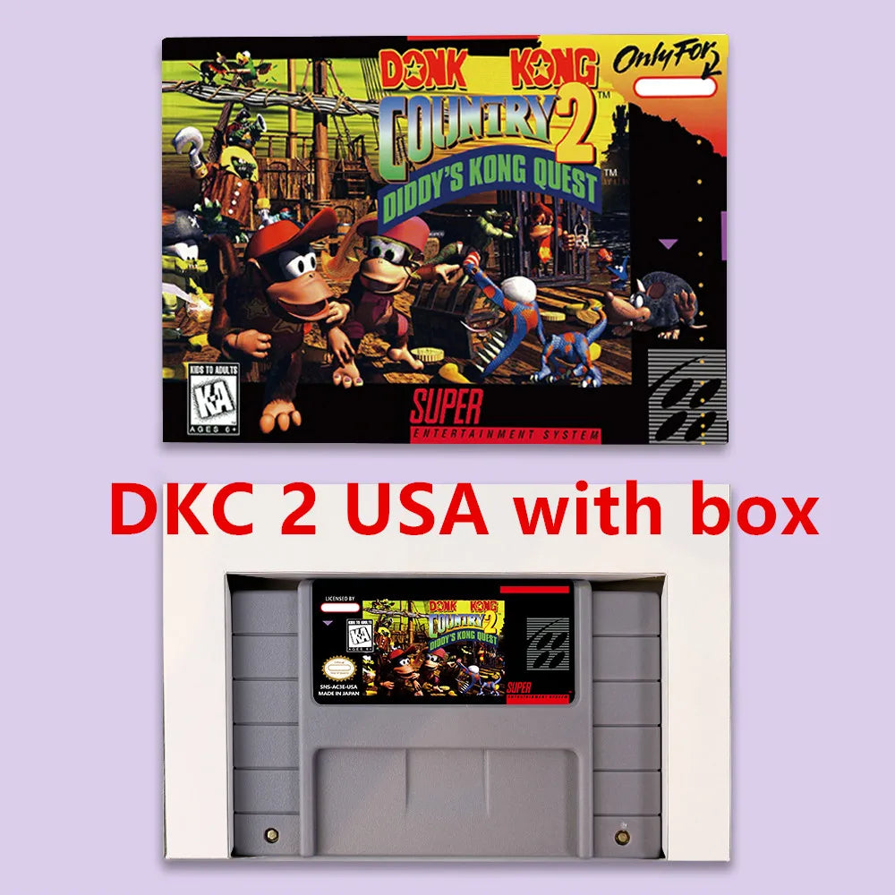 Donkey Game Country Kong 1 2 3 Competition RPG game for SNES 16 bit USA NTSC or EUR PAL Video Game Consoles Cartridge