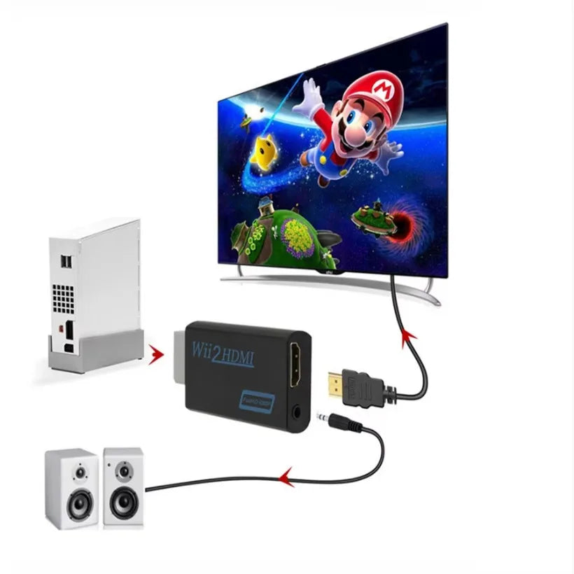 WII to HDMI Converter Full HD 1080P WII to HDMI Wii 2 HDTV ConverterWii To HDMI Adapter 3.5mm Audio for PC HDTV Monitor Display
