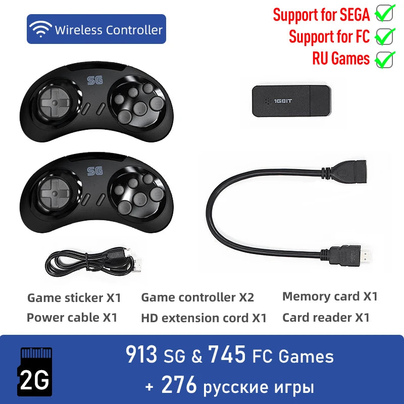 DATA FROG Wireless Game Console for Sega Genesis, Game Stick, HDMI-compatible, 900 + Game for Sega Mini/Mega Drive, 16 Bit, MD