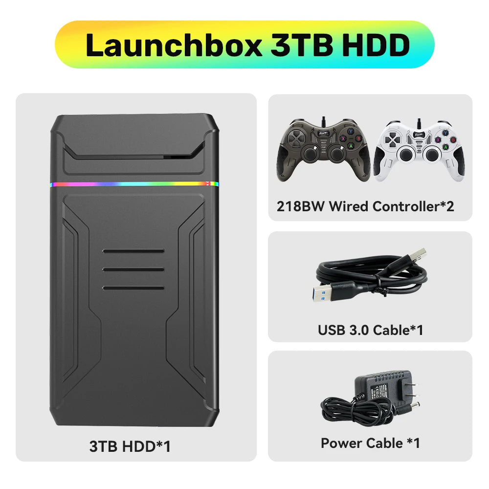 Launchbox 3T Portable Video Game Consoles With 10000+ Retro Games Emulator Console For N64/Xbox/PS3/PS2/GameCube/PS4/DS/PS1/PSP