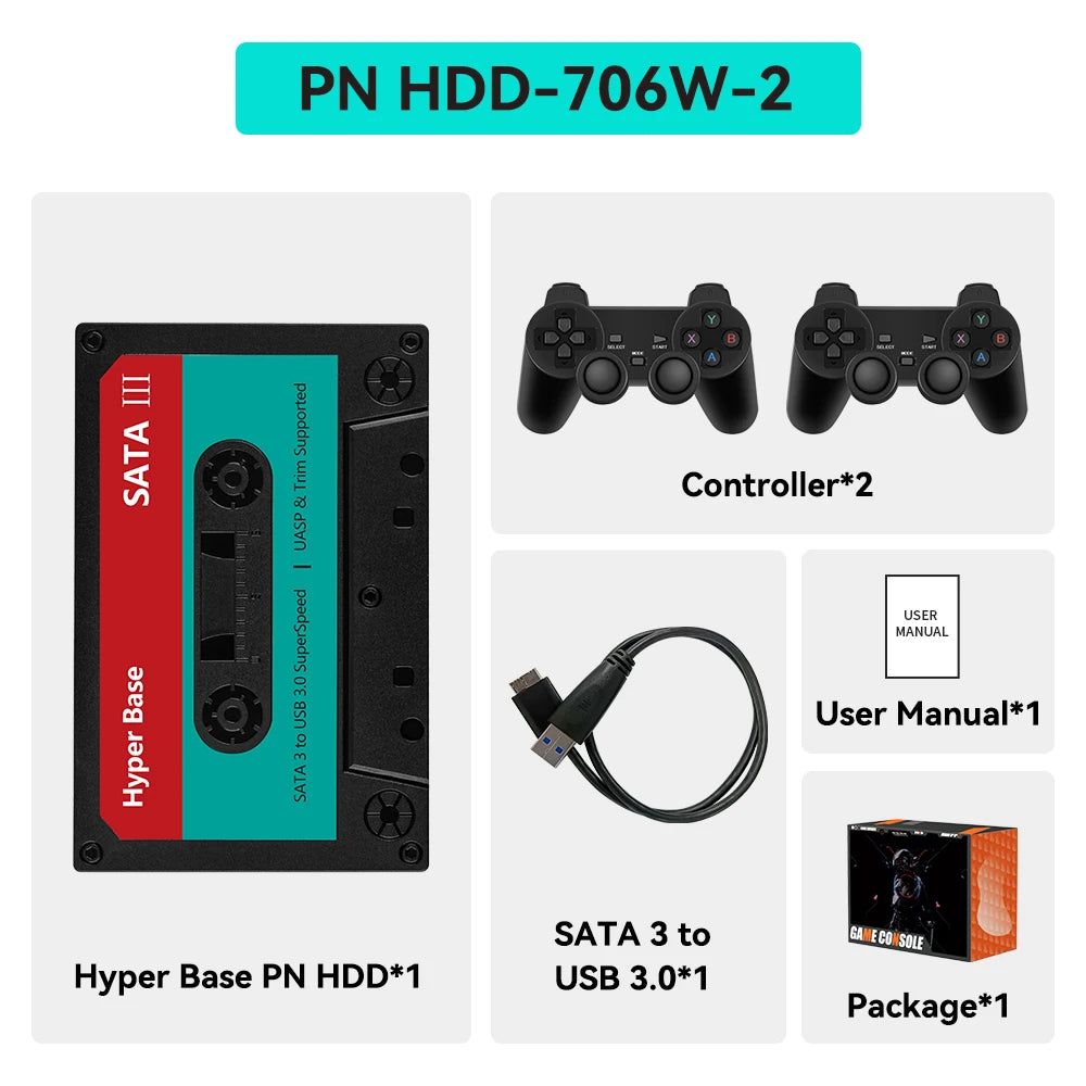 JMachen Playnite System 2TB External Game Hard Drive with 77 AAA Games for PS4/PS3/PS2/XBOX/WiiU/Wii/MAME/PS1/PSP/SS Plug&Play