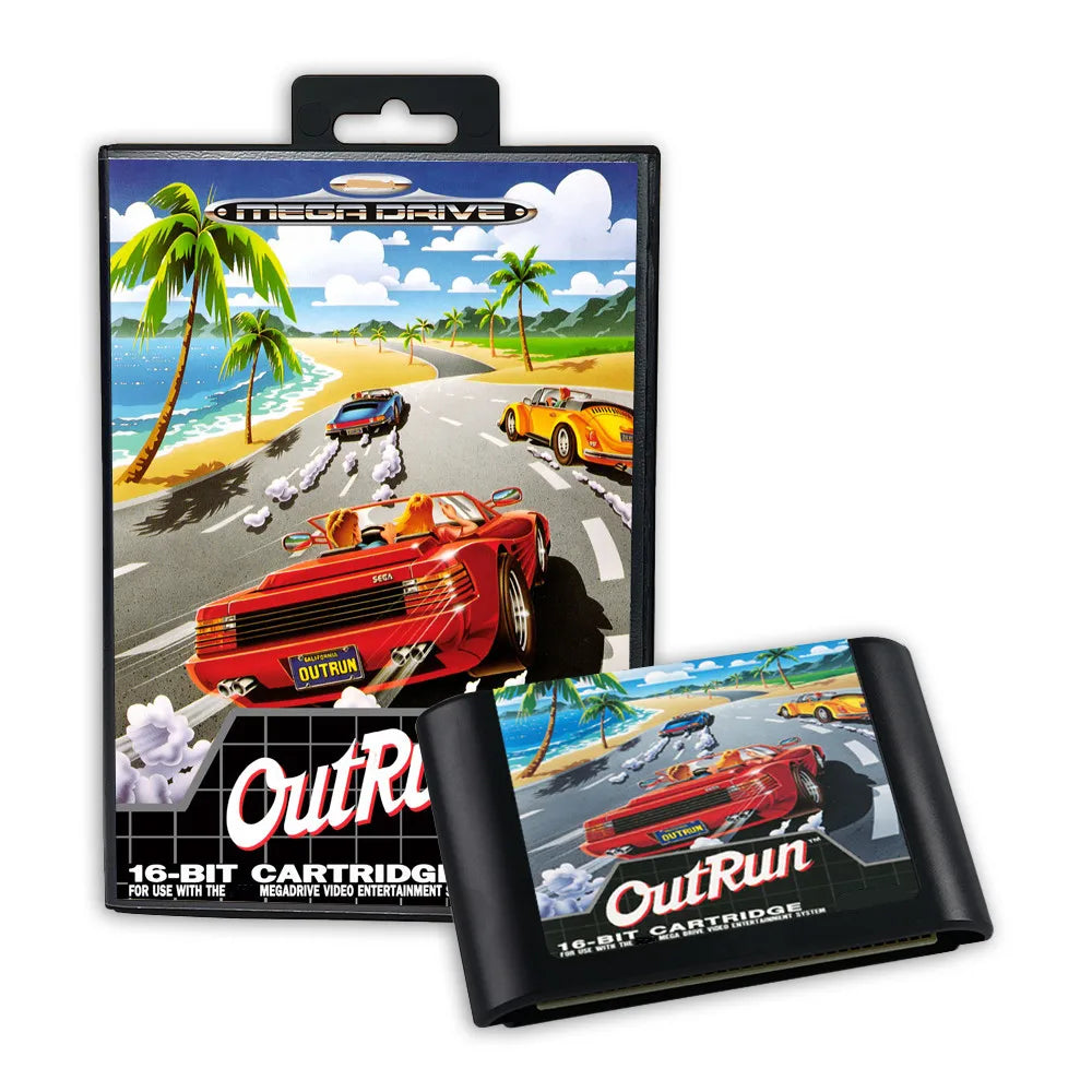 Retro OutRun 16bit game cartridge for Sega Genesis Megadrive video game consoles