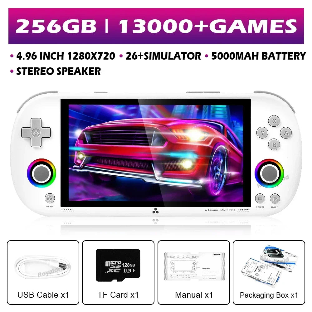 64G 128G 256G Portable Handheld Video Game Console 4.96'' IPS Screen Joystick RGB Lighting Smart Pro Retro Handheld Game Player