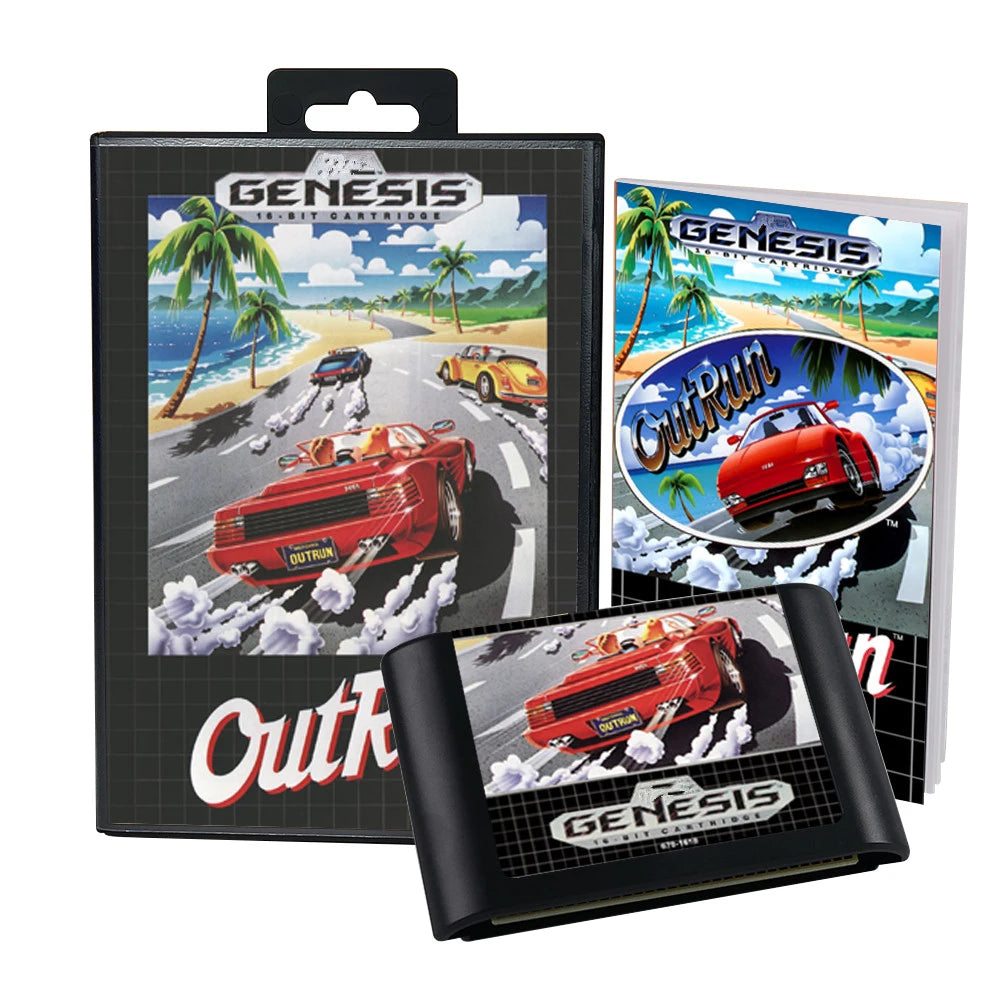 Retro OutRun 16bit game cartridge for Sega Genesis Megadrive video game consoles